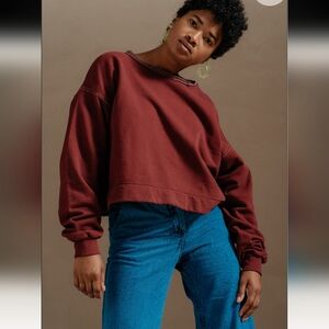 Rachel Comey Mingle Crop Sweatshirt Long Sleeve Rust Maroon Red
